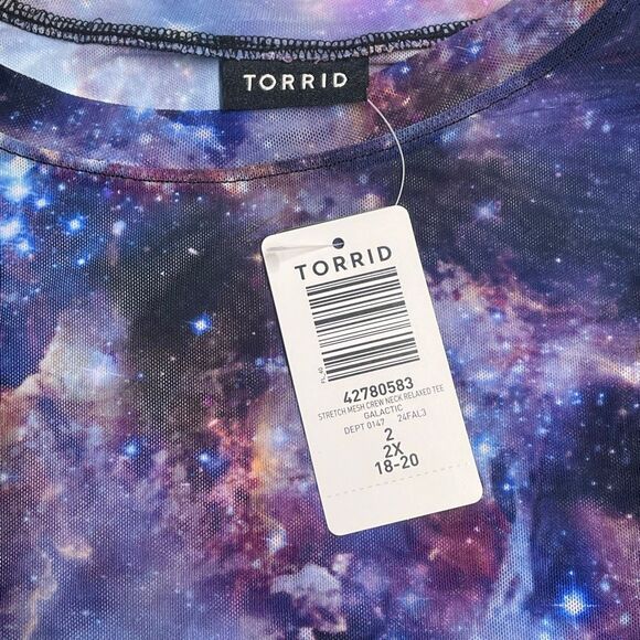Torrid Relaxed Fit Galaxy Space Semi-Sheer Stretch Mesh Tee N0211 - Picture 3 of 7
